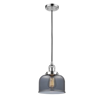 A large image of the Innovations Lighting 201C Large Bell Polished Chrome / Plated Smoke
