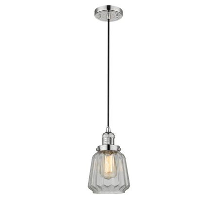 A large image of the Innovations Lighting 201C Chatham Polished Nickel / Clear Fluted