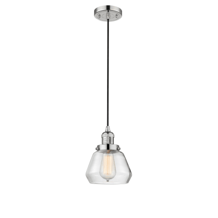 A large image of the Innovations Lighting 201C Fulton Polished Nickel / Clear