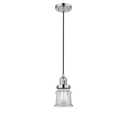 A large image of the Innovations Lighting 201C Small Canton Polished Nickel / Clear