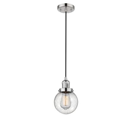 A large image of the Innovations Lighting 201C-6 Beacon Polished Nickel / Seedy