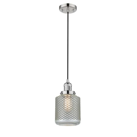 A large image of the Innovations Lighting 201C Stanton Polished Nickel / Clear Wire Mesh
