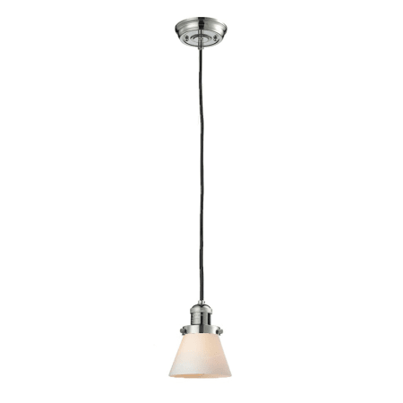 A large image of the Innovations Lighting 201C Small Cone Polished Nickel / Matte White Cased