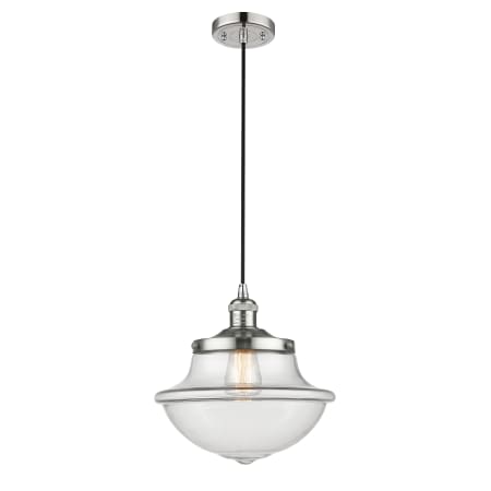 A large image of the Innovations Lighting 201C Oxford School House Polished Nickel / Clear