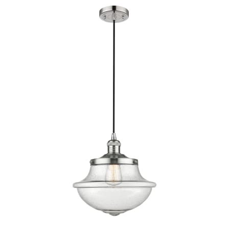 A large image of the Innovations Lighting 201C Oxford School House Polished Nickel / Seedy