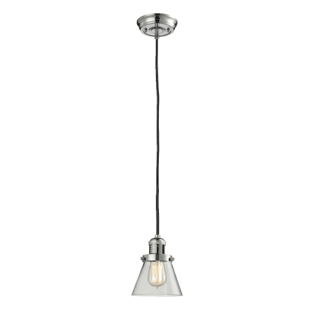 A large image of the Innovations Lighting 201C Small Cone Polished Nickel / Clear