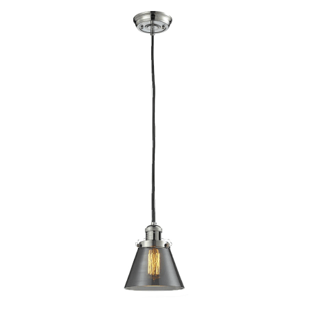 A large image of the Innovations Lighting 201C Small Cone Polished Nickel / Smoked