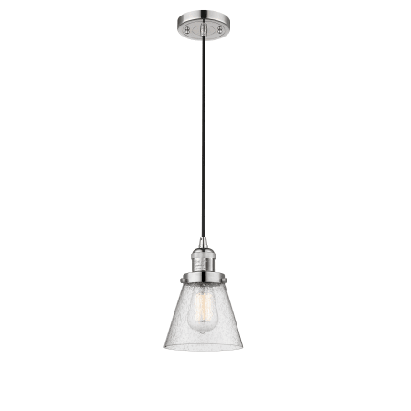 A large image of the Innovations Lighting 201C Small Cone Polished Nickel / Seedy