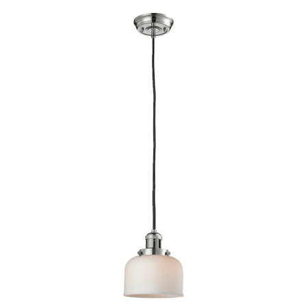 A large image of the Innovations Lighting 201C Large Bell Polished Nickel / Matte White Cased
