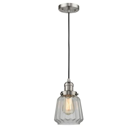 A large image of the Innovations Lighting 201C Chatham Brushed Satin Nickel / Clear Fluted