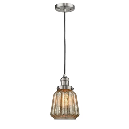 A large image of the Innovations Lighting 201C Chatham Brushed Satin Nickel / Mercury Fluted