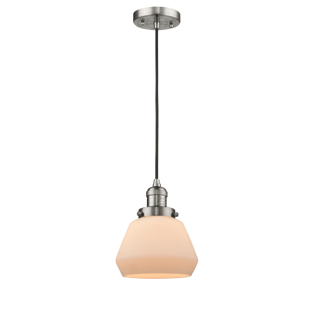 A large image of the Innovations Lighting 201C Fulton Brushed Satin Nickel / Matte White Cased