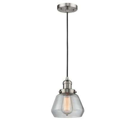 A large image of the Innovations Lighting 201C Fulton Brushed Satin Nickel / Clear