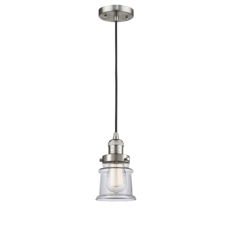A large image of the Innovations Lighting 201C Small Canton Brushed Satin Nickel / Clear