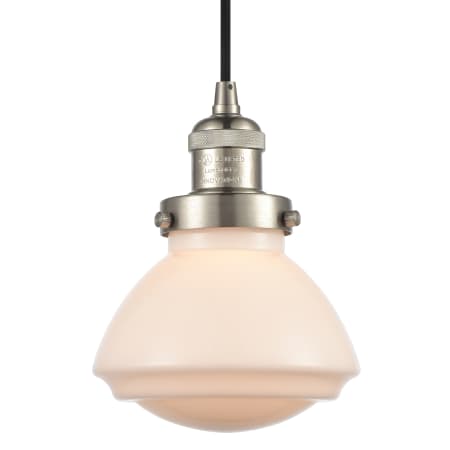 A large image of the Innovations Lighting 201C Olean Brushed Satin Nickel / Matte White