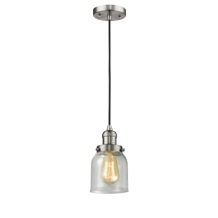 A large image of the Innovations Lighting 201C Small Bell Satin Nickel / Seedy