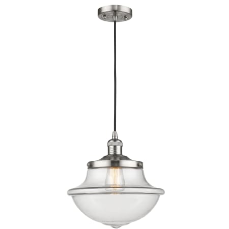A large image of the Innovations Lighting 201C Oxford School House Brushed Satin Nickel / Clear