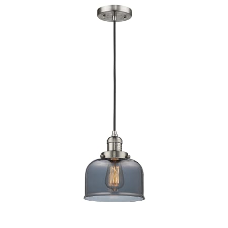 A large image of the Innovations Lighting 201C Large Bell Brushed Satin Nickel / Smoked