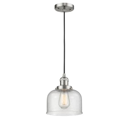 A large image of the Innovations Lighting 201C Large Bell Satin Nickel / Seedy