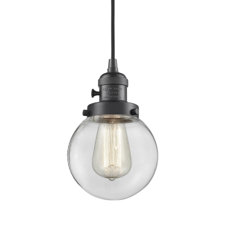 A large image of the Innovations Lighting 201CSW-10-6 Beacon Pendant Oil Rubbed Bronze / Clear