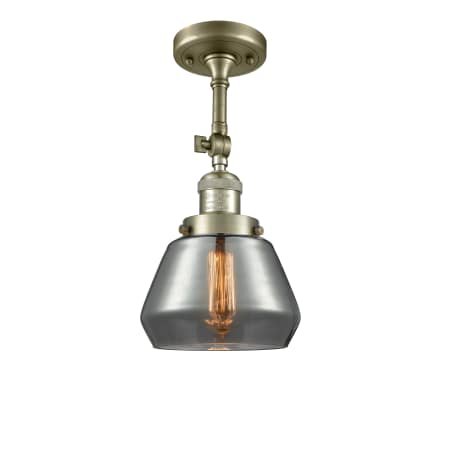 A large image of the Innovations Lighting 201F Fulton Antique Brass / Plated Smoked