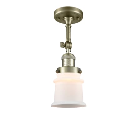 A large image of the Innovations Lighting 201F Small Canton Antique Brass / Matte White Cased