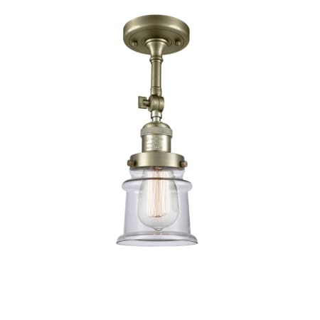 A large image of the Innovations Lighting 201F Small Canton Antique Brass / Clear