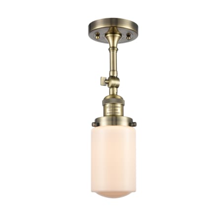 A large image of the Innovations Lighting 201F Dover Antique Brass / Matte White