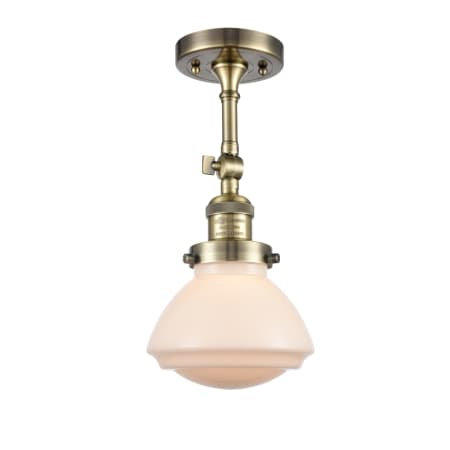 A large image of the Innovations Lighting 201F Olean Antique Brass / Matte White