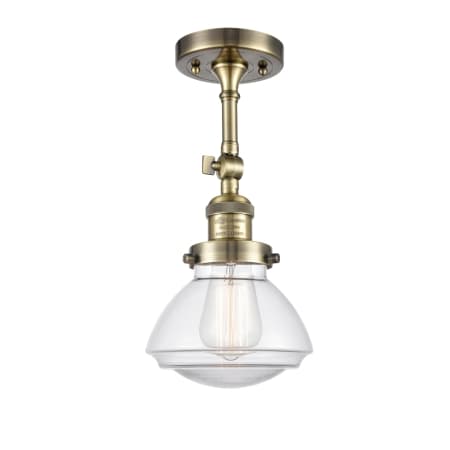 A large image of the Innovations Lighting 201F Olean Antique Brass / Clear