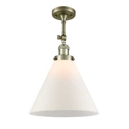 A large image of the Innovations Lighting 201F X-Large Cone Antique Brass / Matte White
