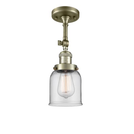 A large image of the Innovations Lighting 201F Small Bell Antique Brass / Clear