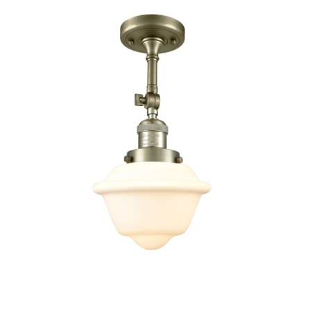 A large image of the Innovations Lighting 201F Small Oxford Antique Brass / Matte White Cased