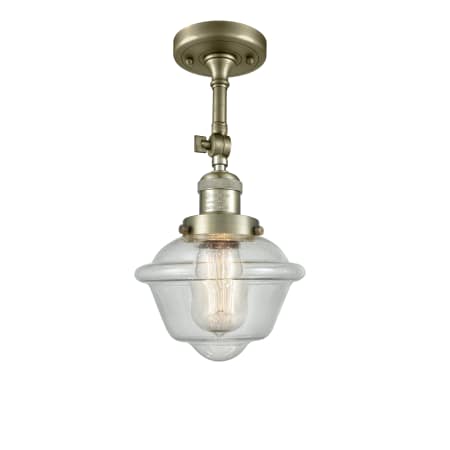 A large image of the Innovations Lighting 201F Small Oxford Antique Brass / Seedy