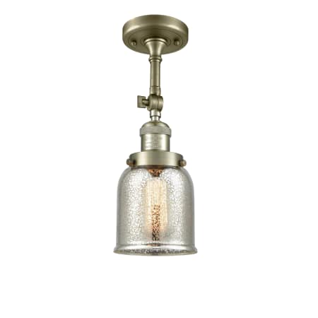 A large image of the Innovations Lighting 201F Small Bell Antique Brass / Silver Mercury