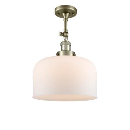 A large image of the Innovations Lighting 201F X-Large Bell Antique Brass / Matte White