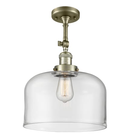 A large image of the Innovations Lighting 201F X-Large Bell Antique Brass / Clear