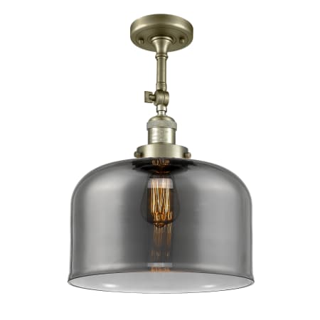 A large image of the Innovations Lighting 201F X-Large Bell Antique Brass / Plated Smoke