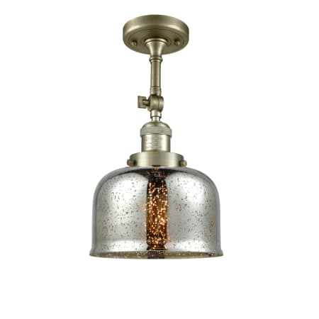 A large image of the Innovations Lighting 201F Large Bell Antique Brass / Silver Mercury