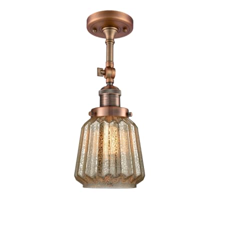 A large image of the Innovations Lighting 201F Chatham Antique Copper / Mercury Fluted