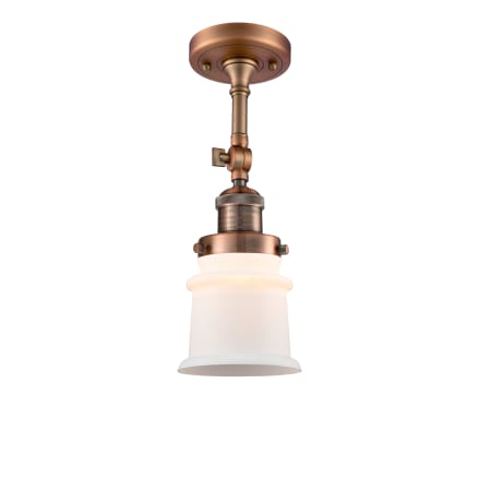 A large image of the Innovations Lighting 201F Small Canton Antique Copper / Matte White Cased