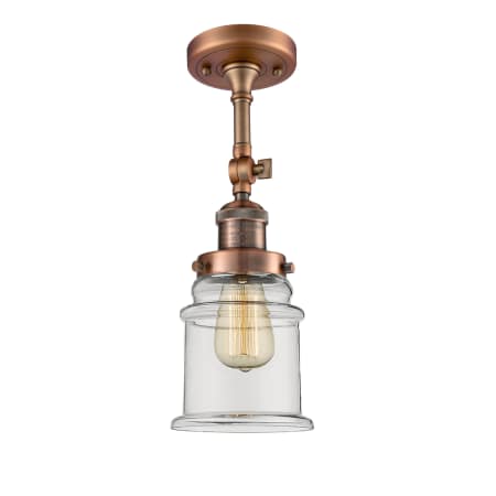 A large image of the Innovations Lighting 201F Canton Antique Copper / Clear