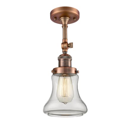 A large image of the Innovations Lighting 201F Bellmont Antique Copper / Clear