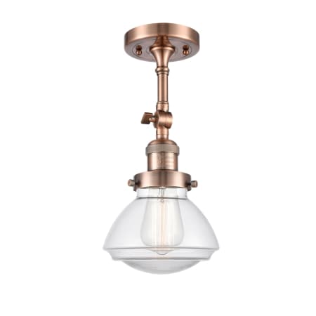 A large image of the Innovations Lighting 201F Olean Antique Copper / Clear