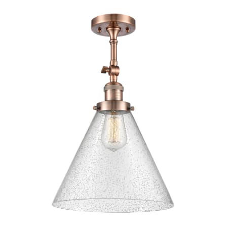 A large image of the Innovations Lighting 201F X-Large Cone Antique Copper / Seedy
