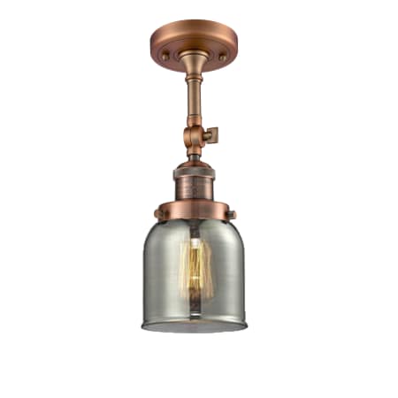 A large image of the Innovations Lighting 201F Small Bell Antique Copper / Smoked
