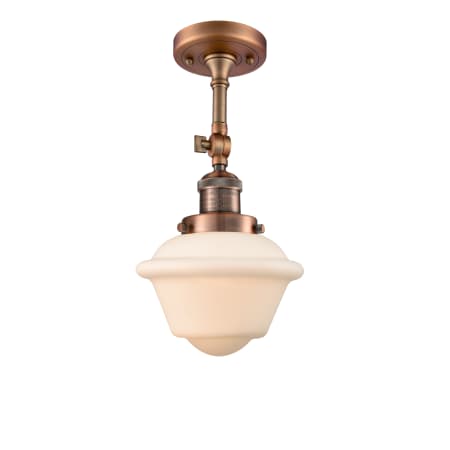 A large image of the Innovations Lighting 201F Small Oxford Antique Copper / Matte White Cased