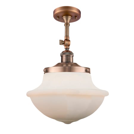 A large image of the Innovations Lighting 201F Large Oxford Antique Copper / Matte White