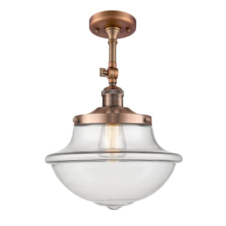 A large image of the Innovations Lighting 201F Large Oxford Antique Copper / Clear