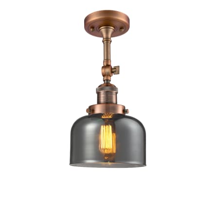 A large image of the Innovations Lighting 201F Large Bell Antique Copper / Smoked